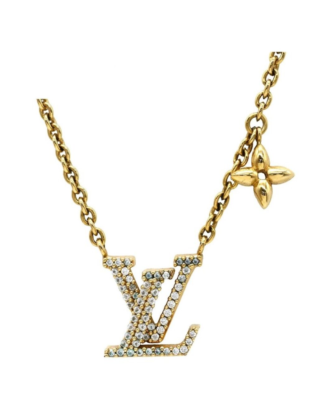 Louis Vuitton Necklace LV Iconic Strass Gold Logo Monogram Flower LV Circle